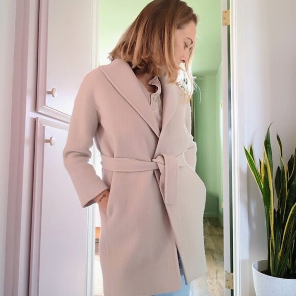 AUTH Max Mara Belted Coat Robe In Cream Virgin Wool Size XS NWOT Quiet Luxury - Picture 3 of 16